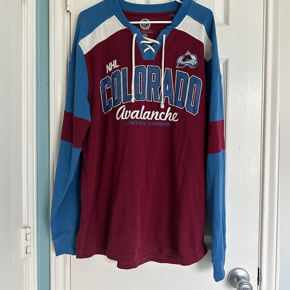 NHL Tops - GIII Sport by Carl Bank Avalance Colorado Hockey Jersey Maroon, White & Blue 2XL